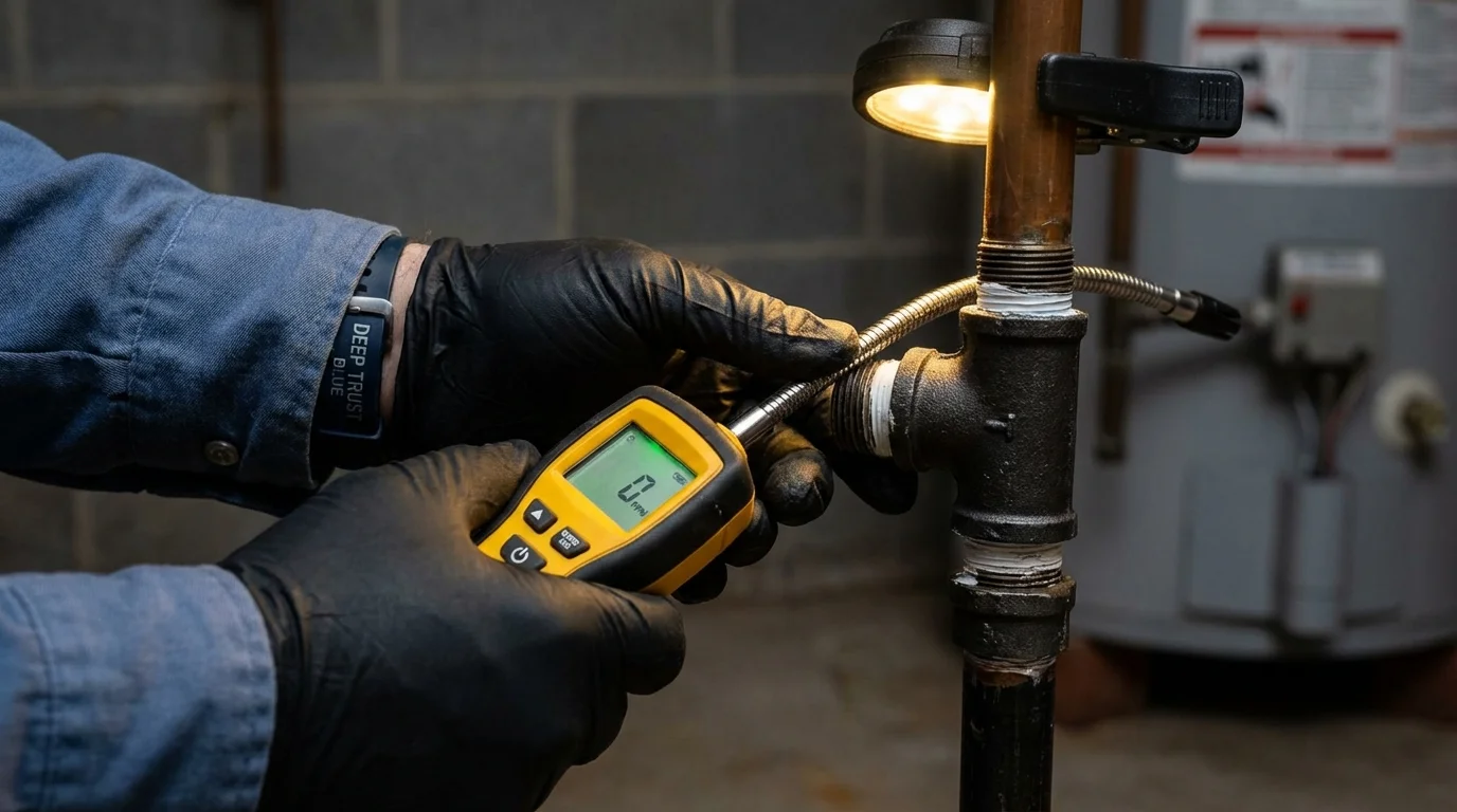 Gas leak detection with electronic sniffer by Johns Plumbing LLC in Boerne
