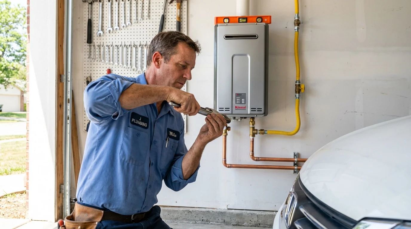 Tankless water heater installation by a Johns Plumbing LLC plumber in Boerne